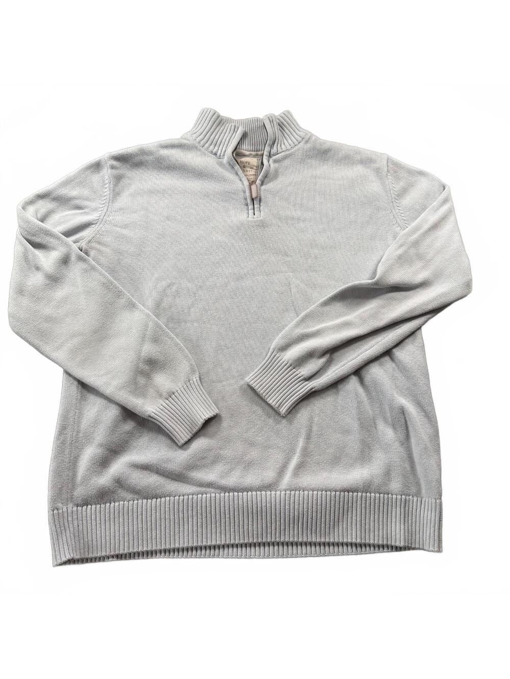 Hope & Henry Light Blue Men's Quarter-Zip Knit Sweater - Size Large
